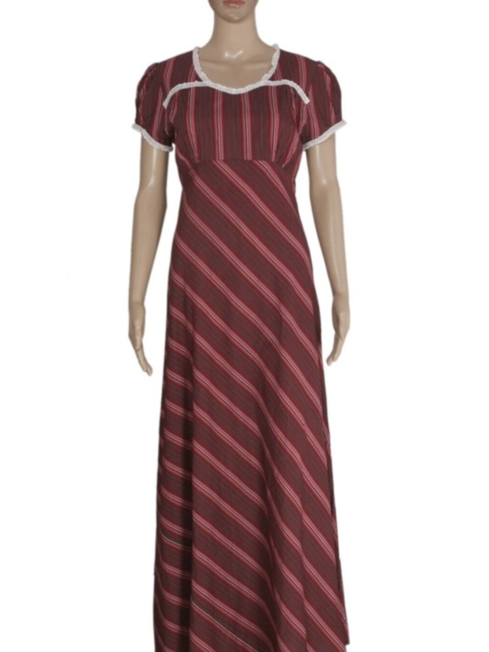 Loveshackfancy Patricia Dress Striped Printed Lace Maxi S